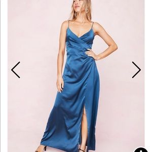 Nasty Gal blue satin dress